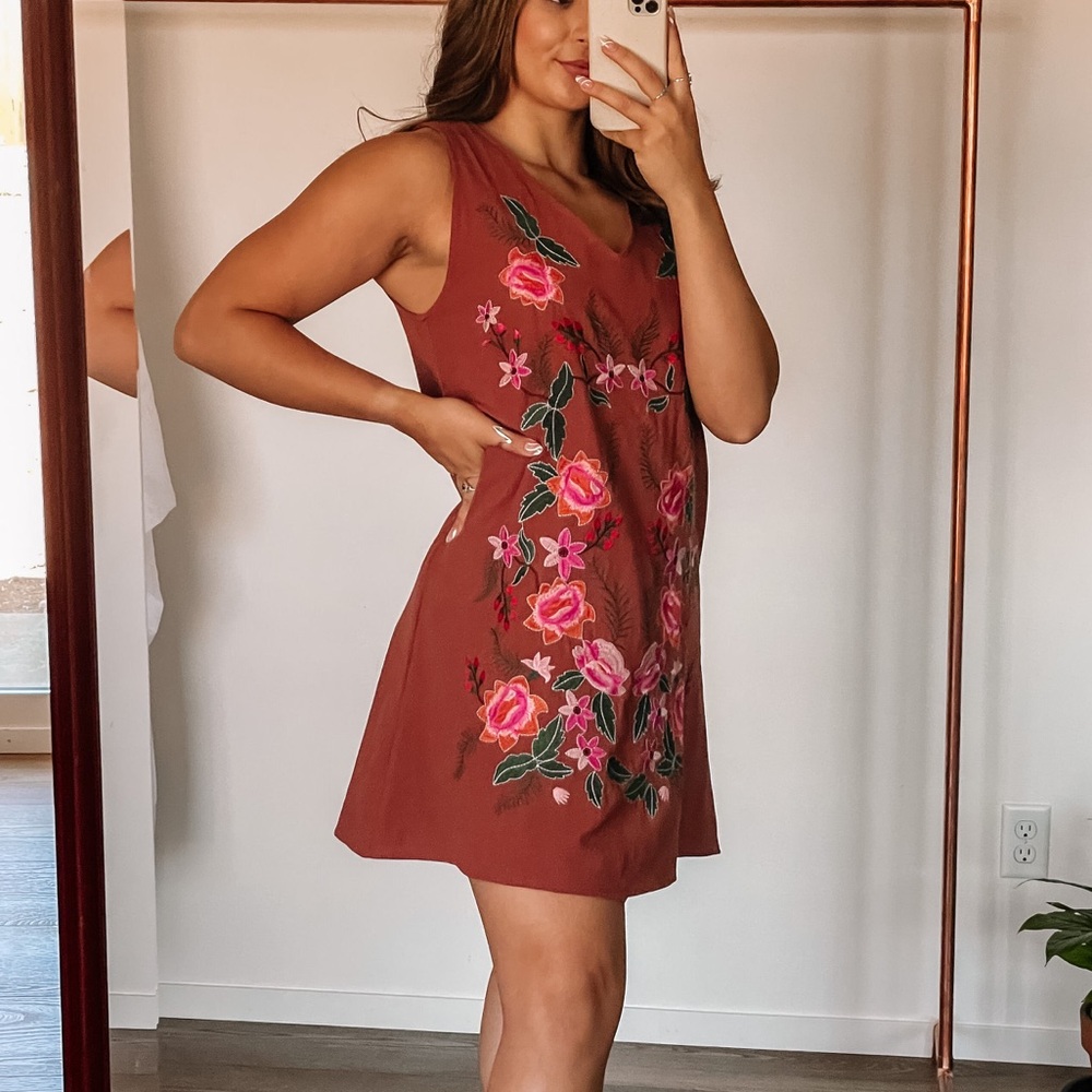 Floral Embroidered Sleeveless Dress